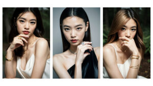 生成AIでモデルを生成し、色々なジュエリーの着用画像を作成する